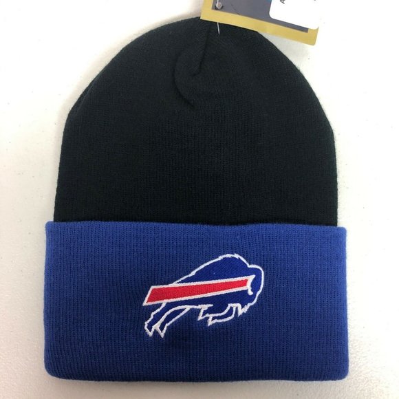 Vintage New York Buffalo Bills Embroidered Beanie Knit Hat NFL Football Black - Picture 2 of 10